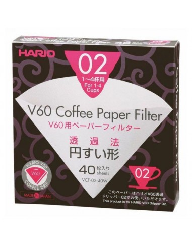 HARIO V60 PAPER FILTERS 02 DRIPPER 40 SHEETS - BLEACHED