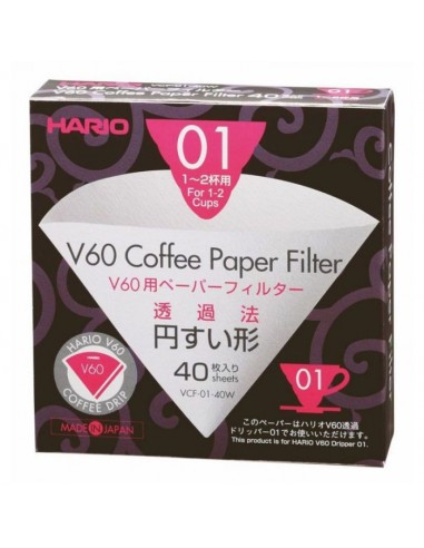 HARIO V60 PAPER FILTER 01 DRIPPER 40 SHEETS - BLEACHED