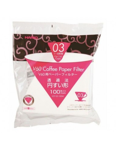 HARIO V60 PAPER FILTER 03 DRIPPER 100 SHEETS - BLEACHED