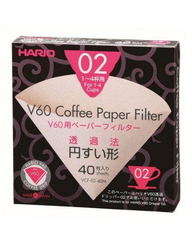 HARIO V60 PAPER FILTERS 02 DRIPPER 40 SHEETS - UNBLEACHED