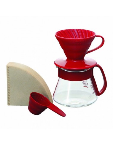 HARIO V60 01 CERAMIC RED DRIPPER AND POT