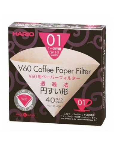 HARIO V60 PAPER FILTER 01 DRIPPER 40 SHEETS - UNBLEACHED