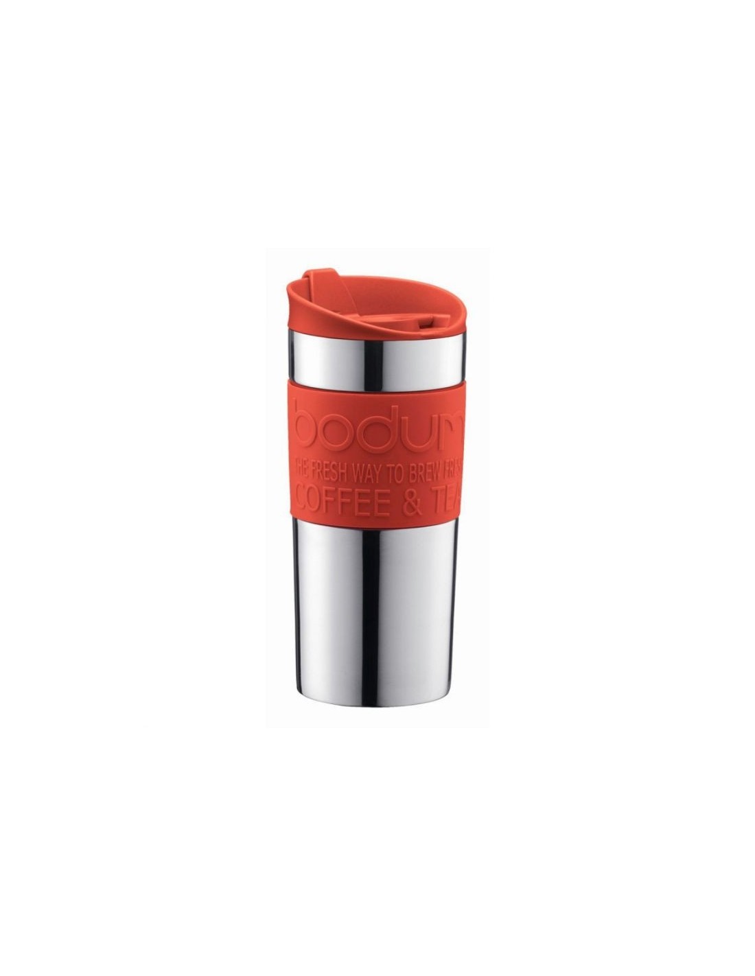 New Bodum Stainless Steel Travel Mug Black & Silver With Cork Cover 0.35L/12oz 
