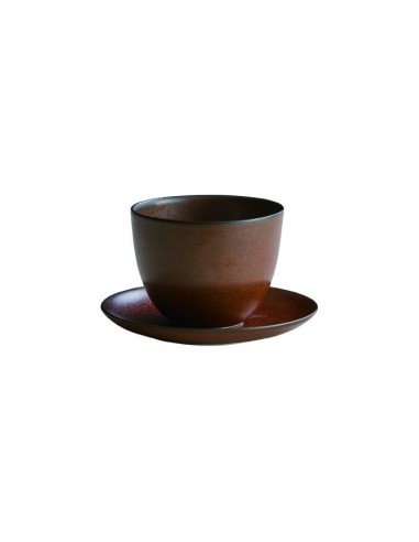 KINTO PEBBLE CUP AND SAUCER BROWN